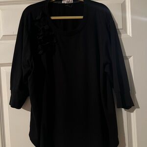 Jane and Delancey Black 3/4 sleeve Blouse with Floral Detail plus size 2x